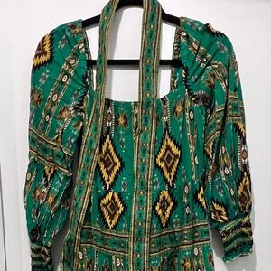 Alice & Olivia - XS - Long Green Bohemian Dress
